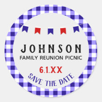 Summer Picnic | Red White Blue | Reunion BBQ Party Classic Round Sticker