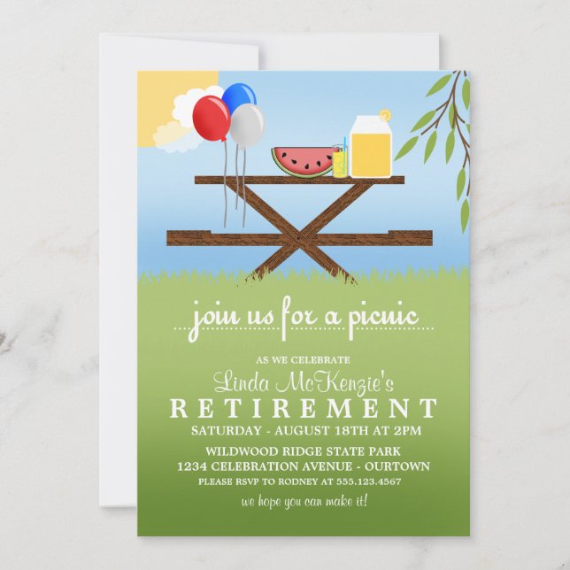 Summer Picnic Retirement Party Invitations (Front)