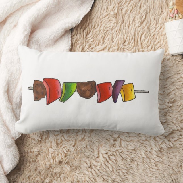 Summer Picnic Shish Kebab Vegetable Skewer Food Lumbar Pillow (Blanket)
