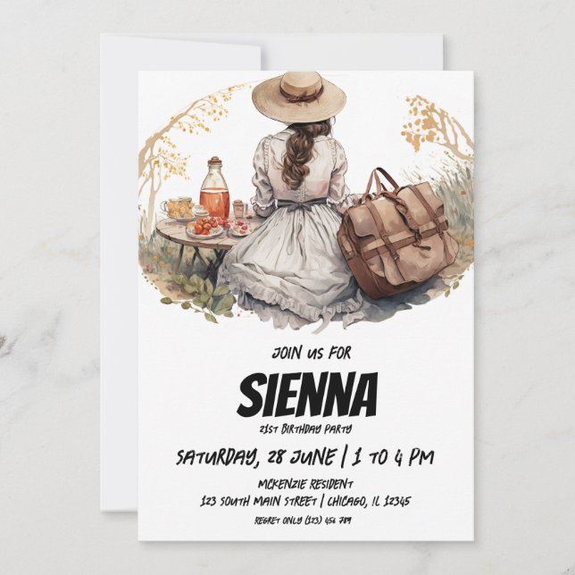 Summer Picnic victorian style Invitation (Front)