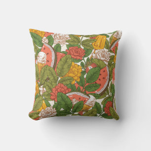 Summer Picnic Watermelon Ice Cream Throw Pillow