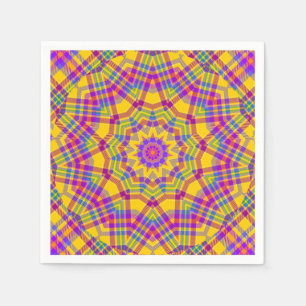 Summer Picnic Yellow Plaid Kaleidoscope Napkins