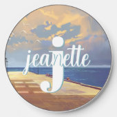 Summer Pier Name Monogram Wireless Charger (Front)