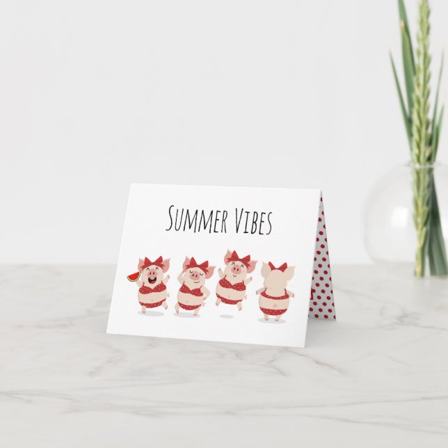 Summer Pigs in Bikinis Blank Inside Card (Front)