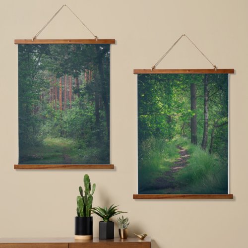 Summer pine forest path hanging tapestry