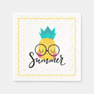 Summer Pineapple and Polka Dots Napkins