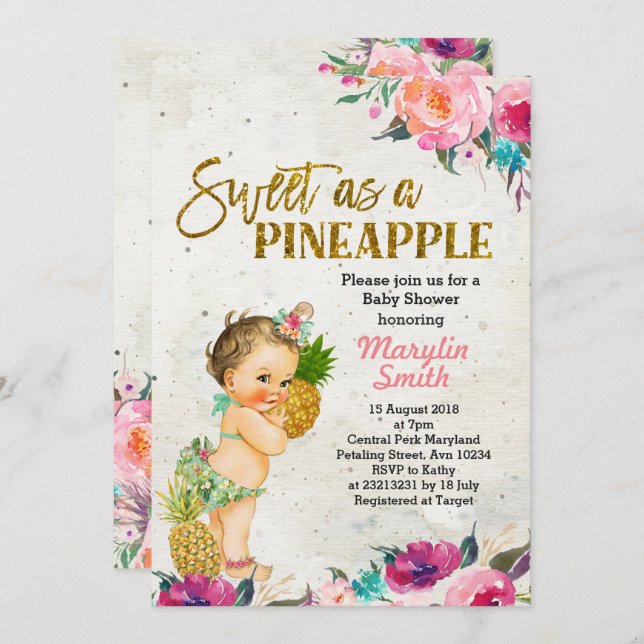 Summer Pineapple Baby Shower Invitation (Front/Back)