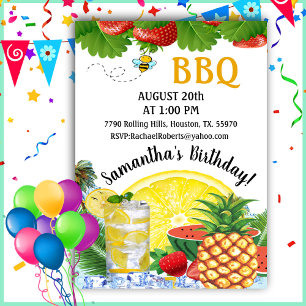 Summer Pineapple Barbecue Birthday Invitation