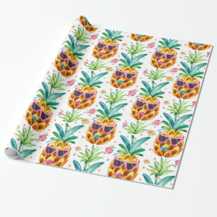 Summer Pineapple In Sun Glasses Pattern Wrapping Paper