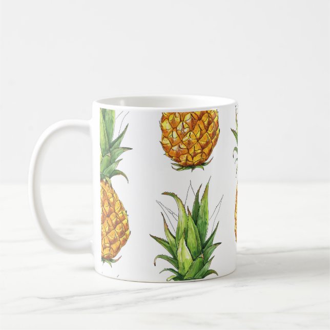 Summer pineapple pattern, seamless design. coffee mug (Left)