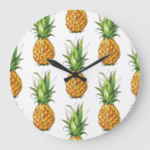 Summer pineapple pattern, seamless design. large clock
