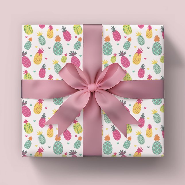 Summer Pineapple Pattern Wrapping Paper (Pineapple tropical fruit pattern wrapping paper roll.)