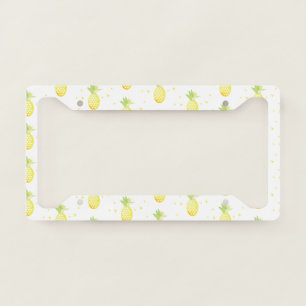 Summer Pineapple Sweet Tropical Watercolor Patten License Plate Frame