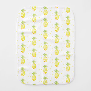 Summer Pineapple Sweet Tropical Watercolor Pattern Baby Burp Cloth