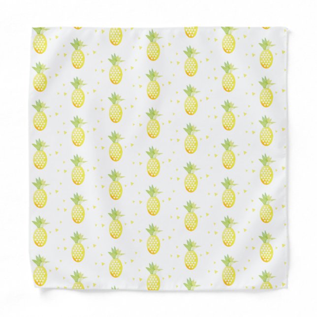 Summer Pineapple Sweet Tropical Watercolor Pattern Bandana (Front)