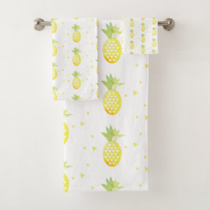 Summer Pineapple Sweet Tropical Watercolor Pattern Bath Towel Set