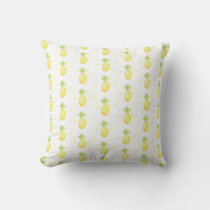 Summer Pineapple Sweet Tropical Watercolor Pattern Throw Pillow