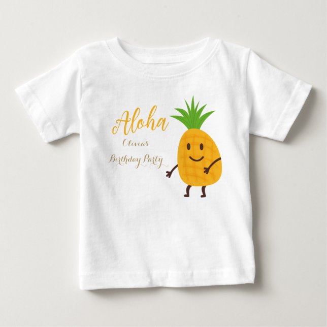 Summer Pineapple Tropical Aloha Birthday Party Baby T-Shirt (Front)