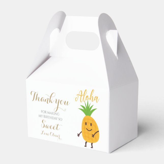 Summer Pineapple Tropical Aloha Birthday Party Favor Boxes (Front Side)
