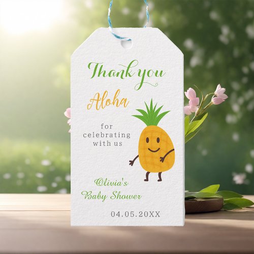 Summer Pineapple Tropical Aloha Birthday Thank You Gift Tags