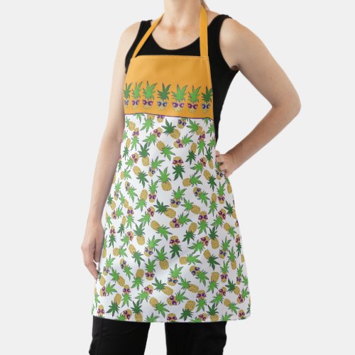 Summer Pineapples with Sunglasses Pattern Apron