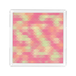 Summer Pink And Green Triangle Mosaic Acrylic Tray