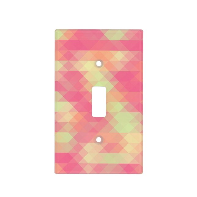 Summer Pink And Green Triangle Mosaic Light Switch Cover (Front)