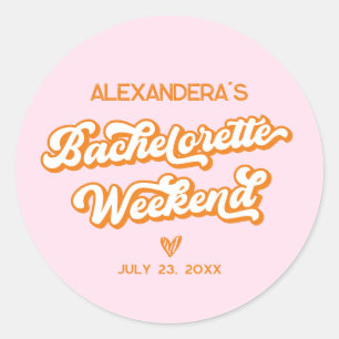 Summer Pink and Orange Bachelorette Party Favor Classic Round Sticker