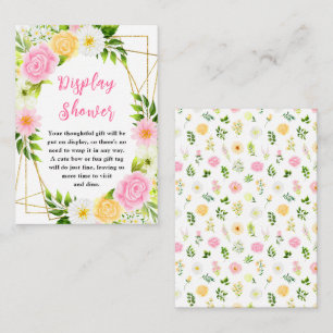 Summer Pink and Yellow Floral Baby Display Shower Enclosure Card