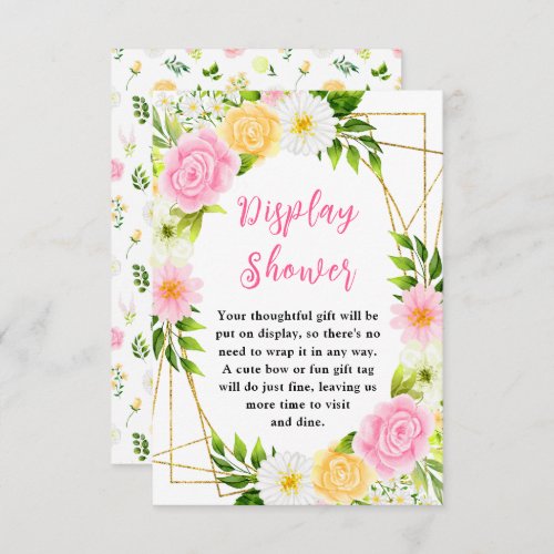 Summer Pink and Yellow Floral Baby Display Shower Enclosure Card