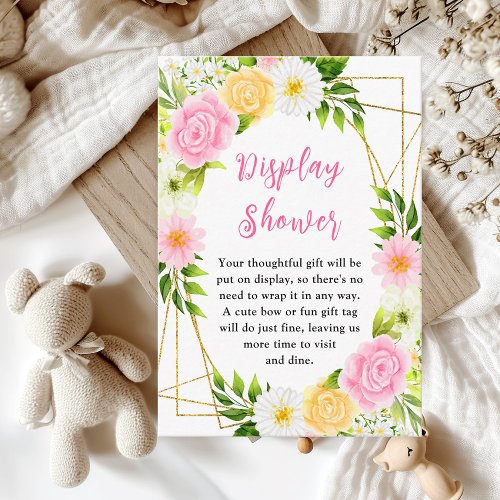 Summer Pink and Yellow Floral Baby Display Shower Enclosure Card