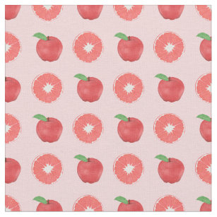 Summer Pink Apples and Grapefruits Pattern Fabric