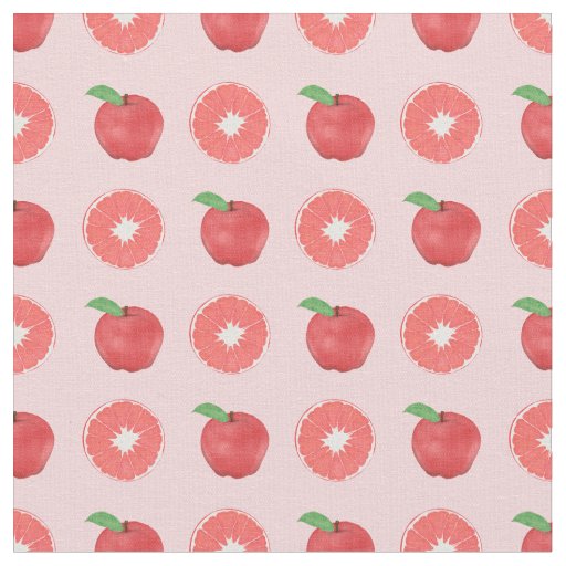 Summer Pink Apples and Grapefruits Pattern Fabric