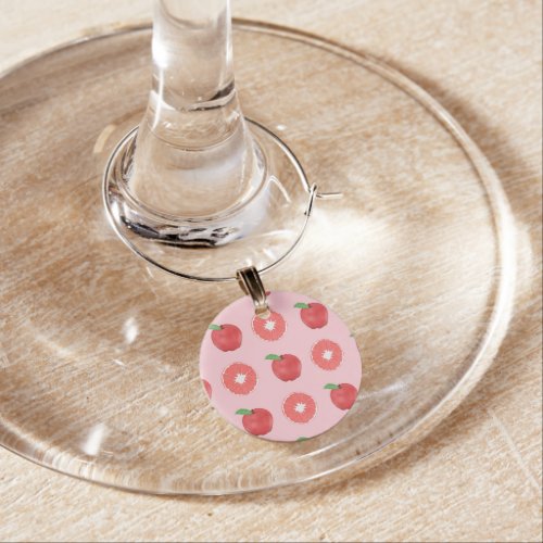 Summer Pink Apples and Grapefruits Pattern Wine Charm