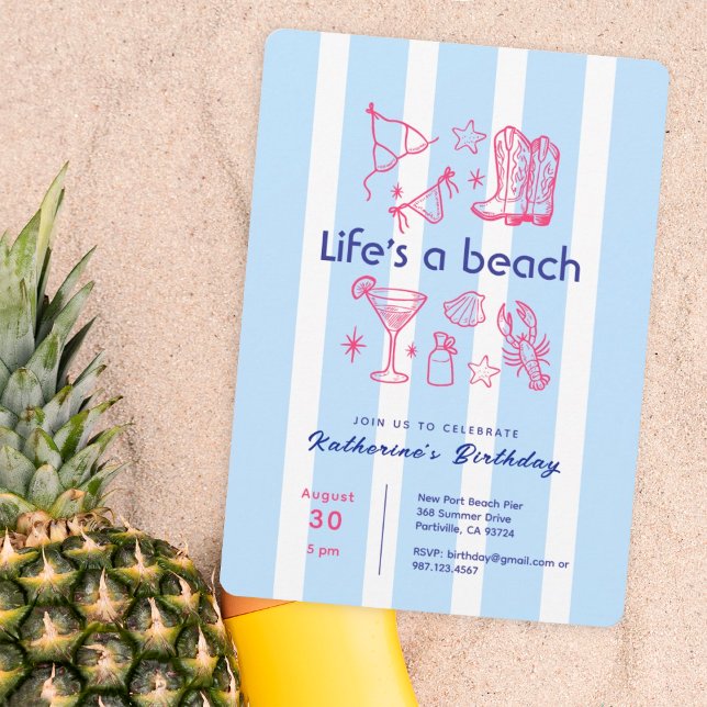 Summer Pink Beach Favorites Birthday Party  Invitation (Creator Uploaded)