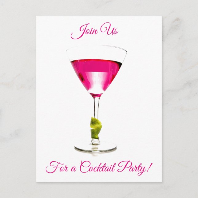 Summer Pink Cocktail Party Invitation (Front)