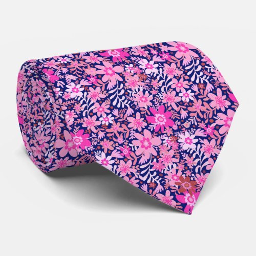 Summer Pink Daisy Blooms Neck Tie