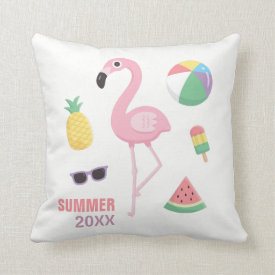 Summer Pink Flamingo Chill Out Throw Pillow