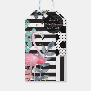 Summer Pink Flamingo Polka Dot Fun Funky Party Gift Tags