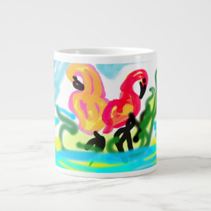 Summer pink flamingos lovely giant coffee mug