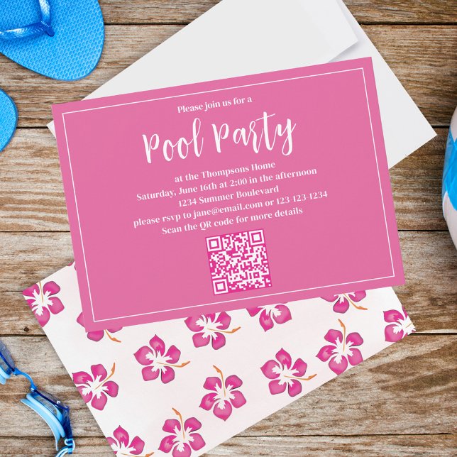 Summer Pink Floral Party Custom Invitation (Creator Uploaded)