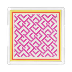 Summer pink geometric outdoor classic acrylic tray