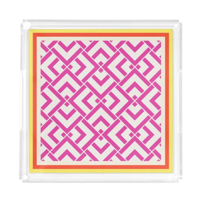 Summer pink geometric outdoor classic  acrylic tray (Front)