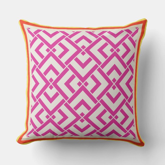 Summer pink geometric outdoor classic  throw pillow (Front)