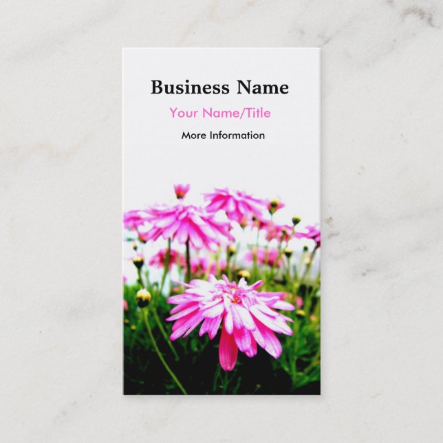 Summer!/Pink Gerbera Daisies Field Business Cards (Front)