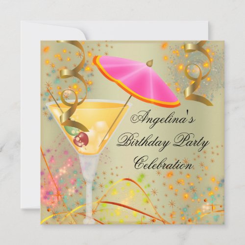 Summer Pink Gold Birthday Party Colorful Cocktail Invitation