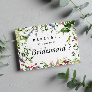 Summer pink green lavender mint floral Bridesmaid Invitation