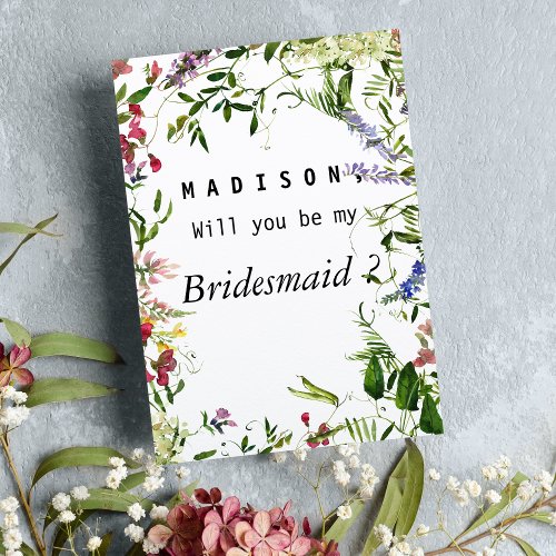 Summer pink green lavender mint floral Bridesmaid Invitation