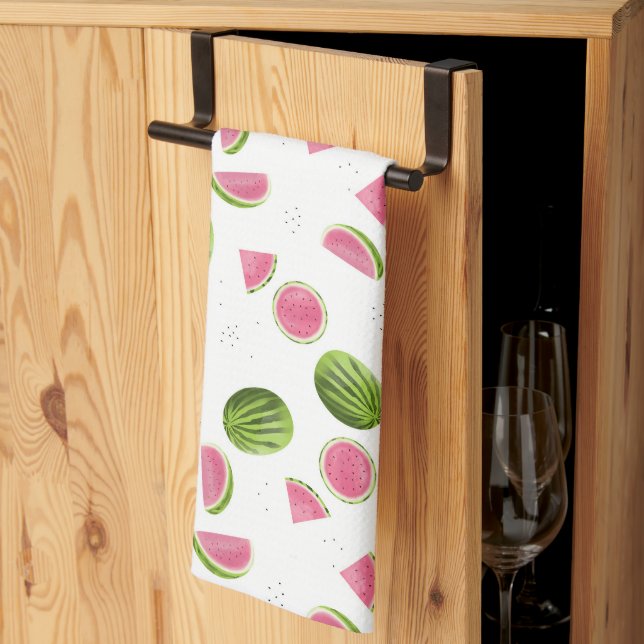 Summer Pink & Green Watermelon Kitchen Towel (Thirds Fold)