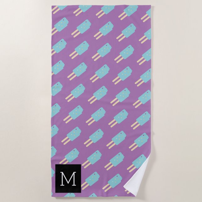 Summer Pink Ice-cream Pop Beach Towel (Front)